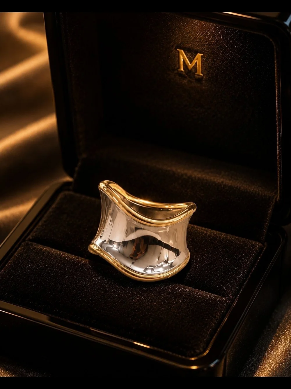 Two-Tone Silver and Gold Wave Band